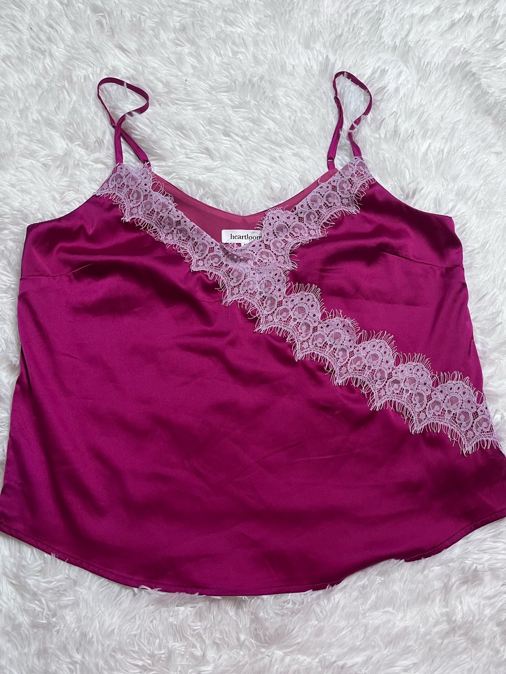 Heartloom Fuchsia Satin Lace-Trim Cami